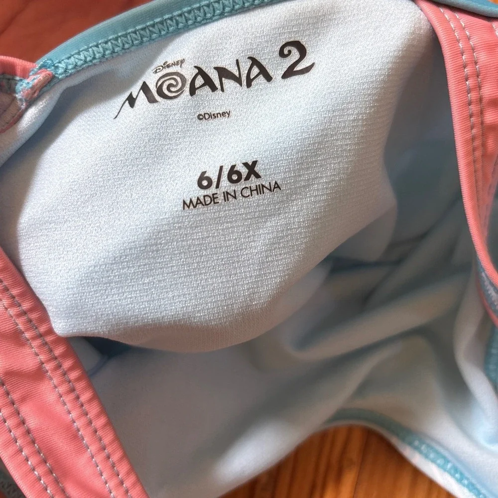 Disney Moana 2 One Piece Swimsuit Kids Blue‎ Tropical Graphic SIZE 6/6X